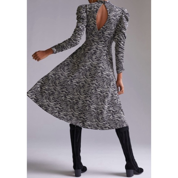 NEW ANTHROPOLOGIE Puff-Sleeved Jacquard Mini Dress - Picture 2 of 2